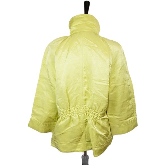 ♦️5/$20 Charter Club Pale Yellow Linen Blend Zip-Up Jacket - Picture 5 of 7